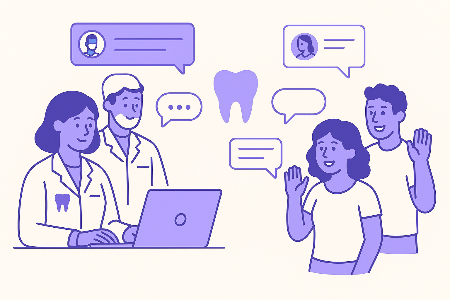 Diş kliniği çalışanları ile müşteriler arasında online iletişim