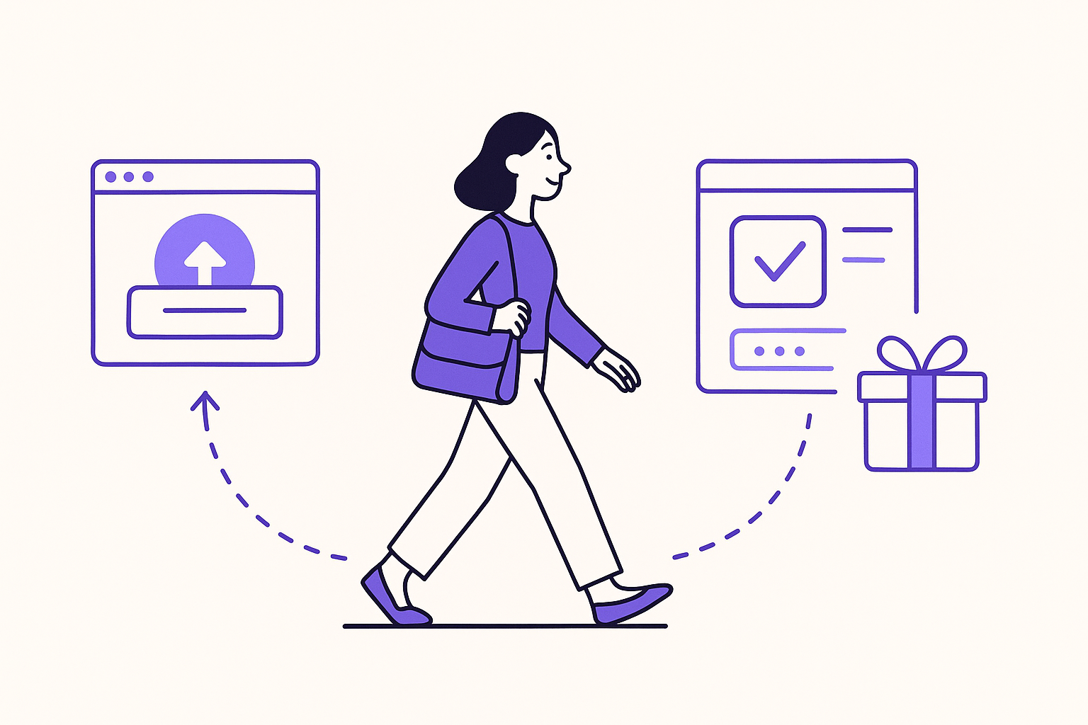 Illustration showing the journey of a free trial user.